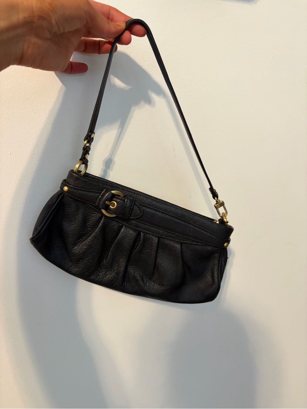 Y2K Black Leather Shoulder Bag